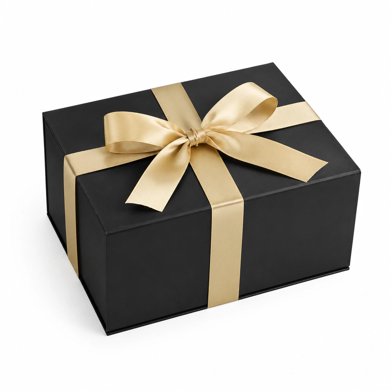 Geschenkbox 25 x 20 x 12 cm aus Karton Schwarz Gold mit Schleife