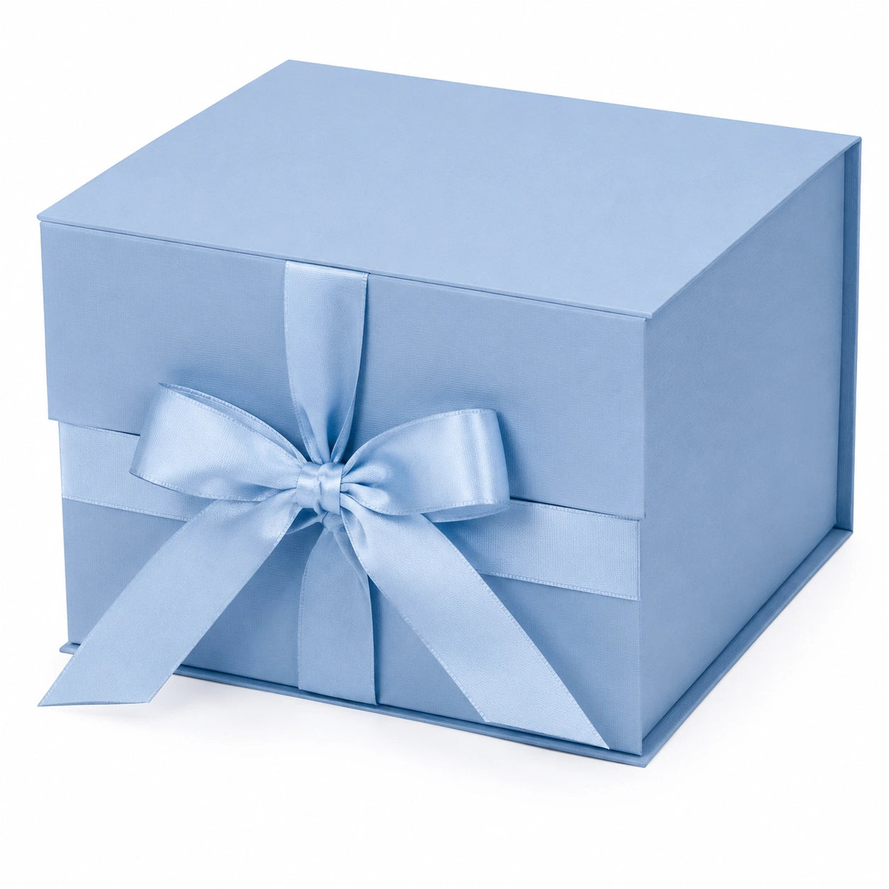 Geschenkbox 25 x 25 x 25 cm aus Karton Hellblau mit Satinband und Deckel