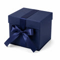 Geschenkbox 20 x 20 x 20 cm aus Karton in Dunkelblau mit Satinband zum Verpacken