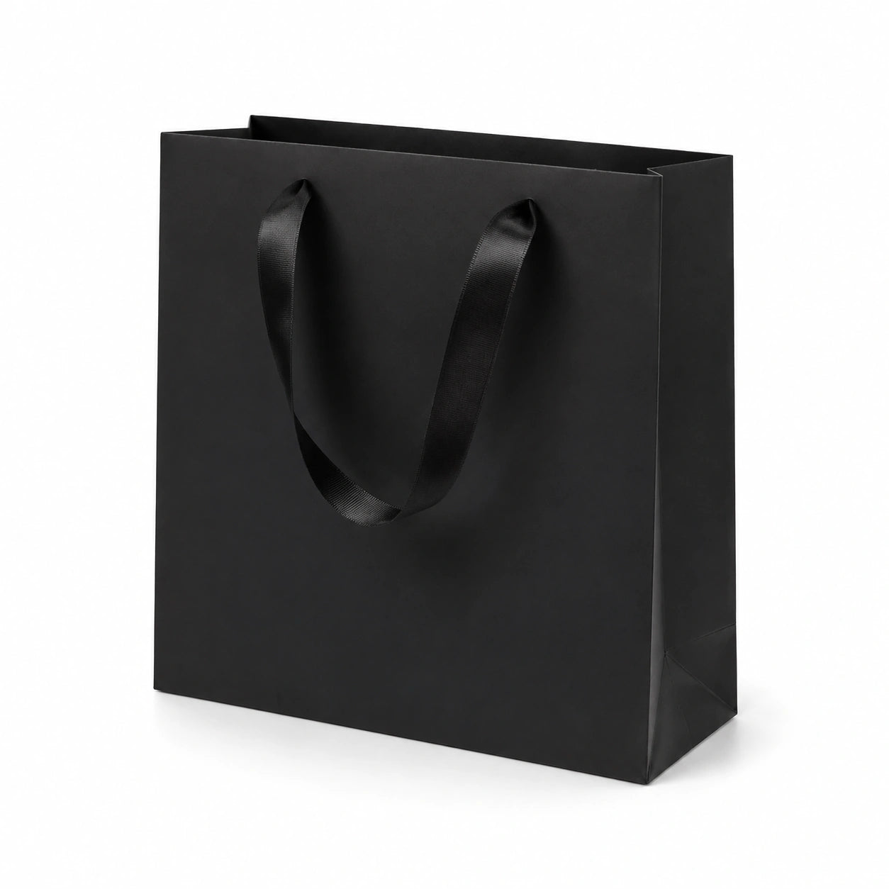 Geschenktüte 32 x 12 x 26 cm aus Papier in Schwarz mit Tragegriffen