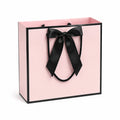 Geschenktüte 30 x 12 x 30 cm aus Papier Rosa Schwarz mit Kordelgriffen und Schleife