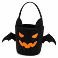 Halloween-Süßigkeitentasche 20 cm schwarzer Filz mit Fledermausmotiv und Tragegriff