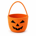Aufbewahrungskorb 20 cm aus Textil Orange mit Tragegriff und Kürbisgesicht