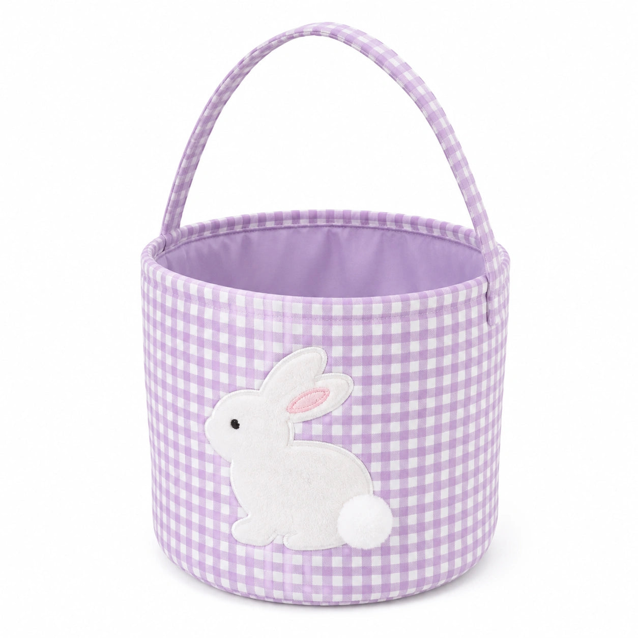 Osterkorb 20 cm Textil Lila Weiß kariert mit Tragegriff