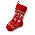 Weihnachtsstrumpf 45 cm Rot Weiß aus gestricktem Textil mit Aufhängeschlaufe Wintermuster