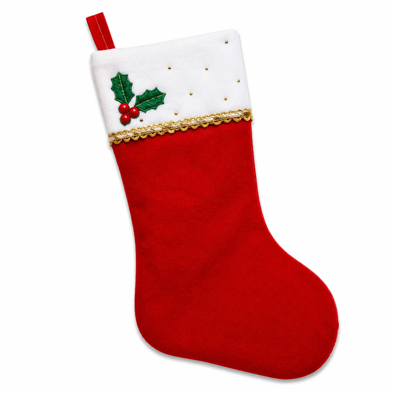 Weihnachtsstrumpf 45 cm aus Filz Rot Weiß zum Aufhängen Festlich