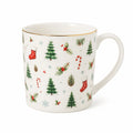 Tasse 350 ml aus Porzellan Weiß mit winterlichem Motiv und Henkel