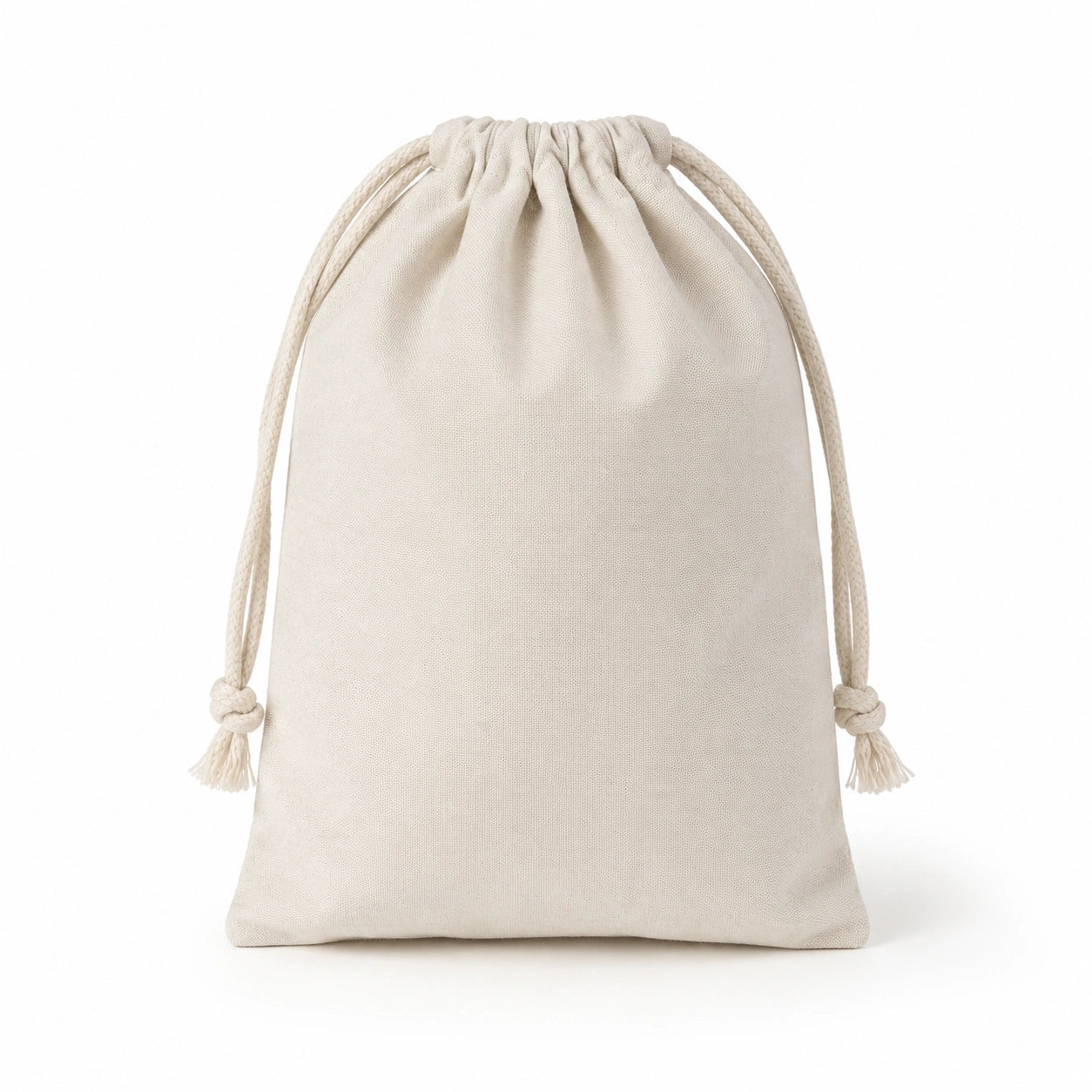 Stoffbeutel 20 x 15 x 30 cm Textil Cremeweiß mit Kordelzug zur Aufbewahrung